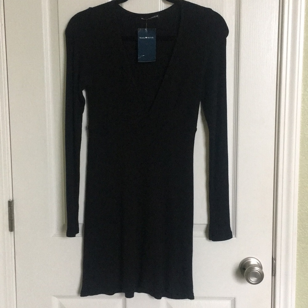 Brandy Melville Caprece Black Deep V Neck Dress